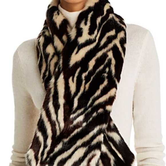 Aqua Faux Fur Printed Scarf * - Picture 1 of 1